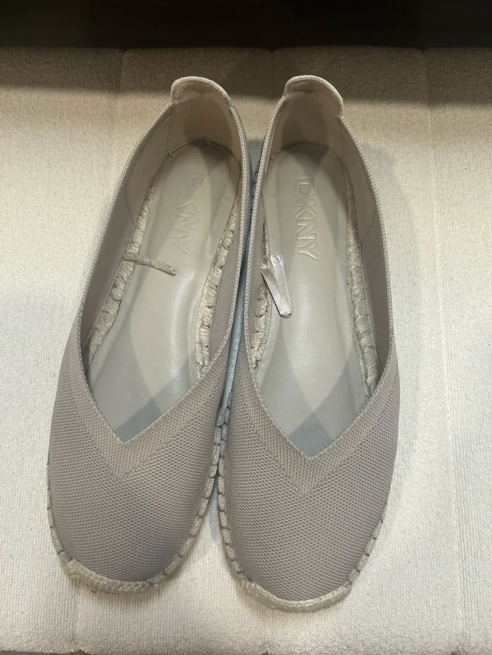 DKNY Taupe Knit Slip-On Espadrille Flats